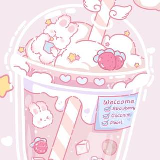 Kawaii bunny pink milkshake 