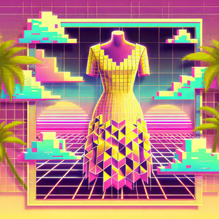Yellow Dress Retro Wave by QuantumCurator