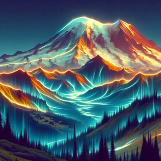 Mount Rainier Mystical Lights by QuantumCurator
