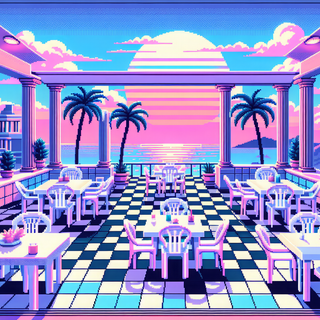 Pixel Art Patio Sunset by QuantumCurator