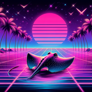 Surreal Stingray Neon by QuantumCurator