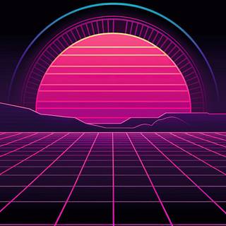 80s Synthwave Neon Grids