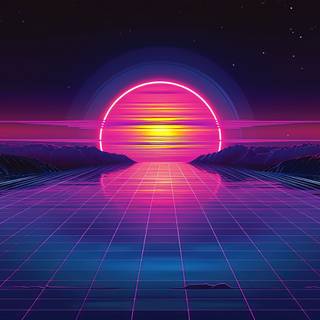 80s Synthwave Neon Grids