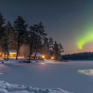 Aurora Borealis Snowy Landscape