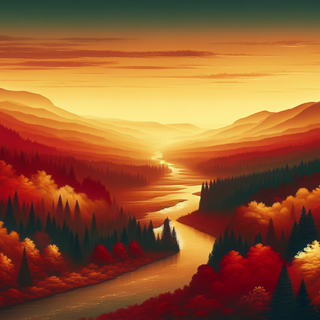 Autumn Sunset Valley by AlphaMiner