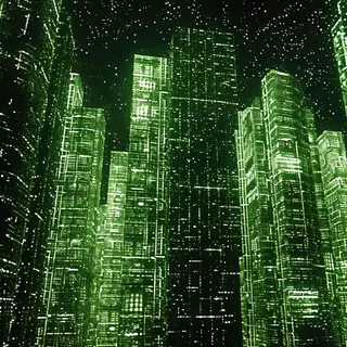 A Sprawling Futuristic Cityscape at Night