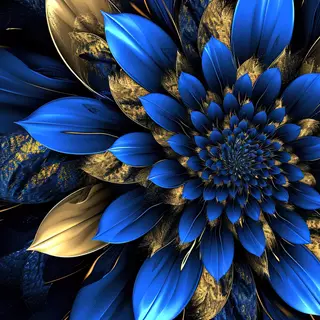 elegant blue flower surrounded by gold