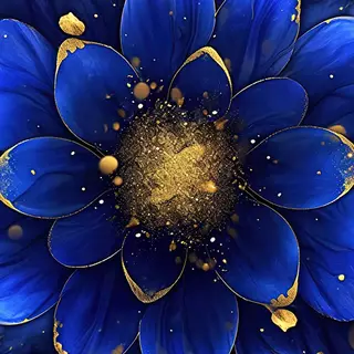elegant blue flower surrounded by gold