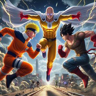 NARUTO AND GOKU AND SAITAMA HD WALLPAPER 