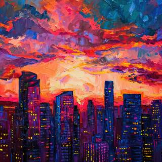 Downtown Lights in Fauvist Style