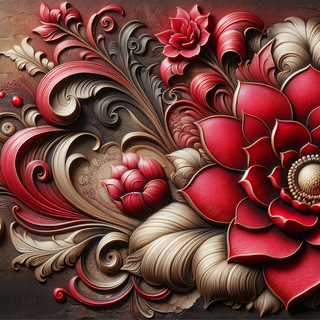 Red Floral Artwork by QuantumCurator