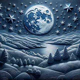 Moonlit Starry Sky Over Serene Winter by robokoboto