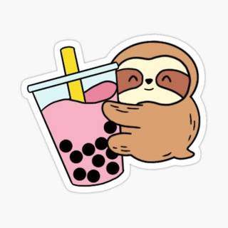 Cute Sloth Drinking Bubble Tea