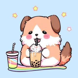 Cute Doggy Drinking, Bubble Tea