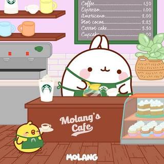 Molang and Piu-Piu Working at Molang’s Cafe