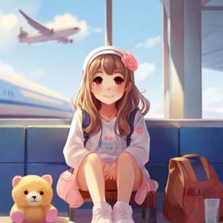 cute girl at the airport