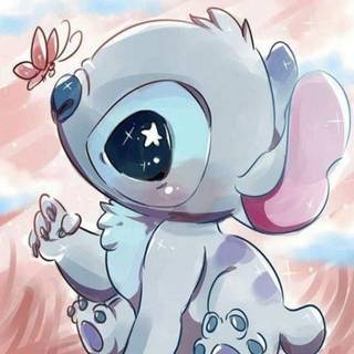 Cute stitch with a butterfly 