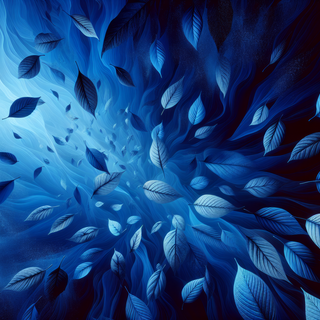 Blue Leaves Cascade by QuantumCurator