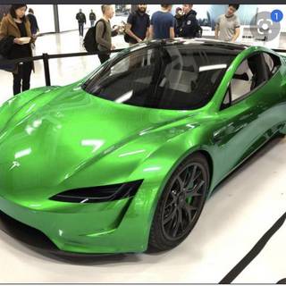 A Fancy green Tesla car!! :)