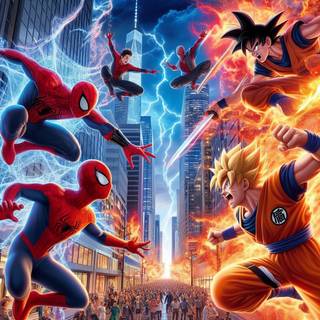 SPIDER MAN & GOKU & NARUTO HD WALLPAPER