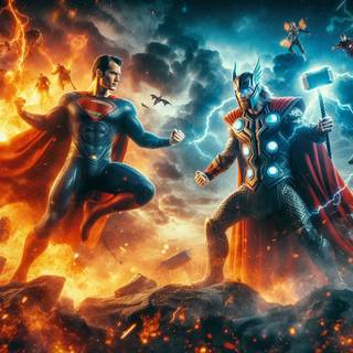 SUPERMAN AND THOR HD WALLAPAPER