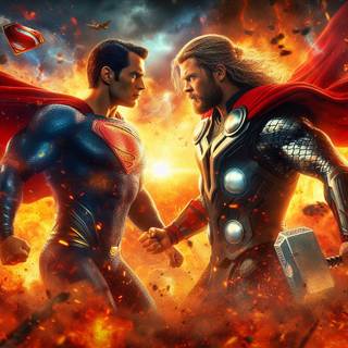 SUPERMAN AND THOR HD WALLAPAPER