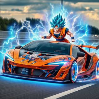 GOKU AND HIS CAR HD WALLPAPER