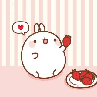 Molang with strawberries
