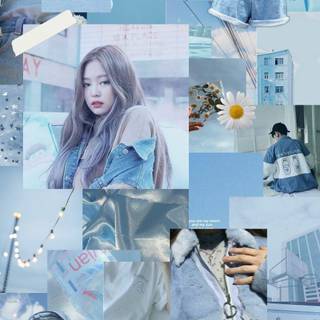 Aesthetic collage blue Korean