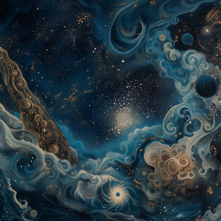 Blue Cosmic Waves Artistic by robokoboto