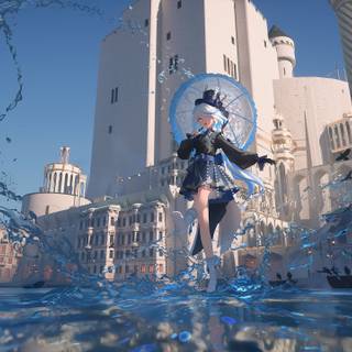 The water is connected to the sky, and the sky is the same color as the water