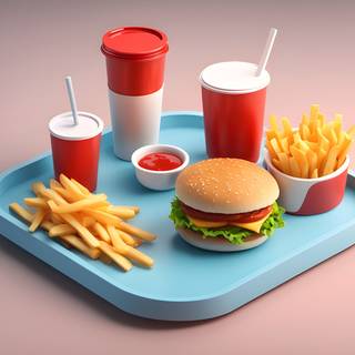 Burger fast food meal HD desktop cartoon