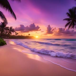 Beautiful sunset sunrise beach tropical purple pink yellow desktop