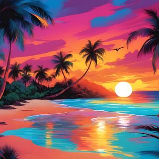Tropical neon desktop HD beach sunset sunrise 