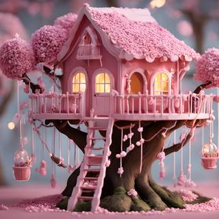 Mini candy treehouse pink cute desktop HD