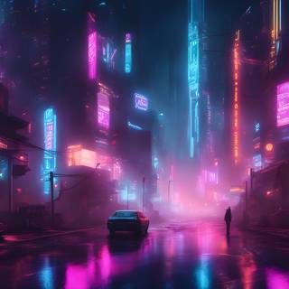 Neon city dystopian cyberpunk desktop HD 