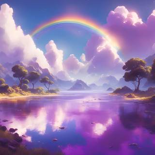 Rainbow water clouds purple watercolour HD desktop 