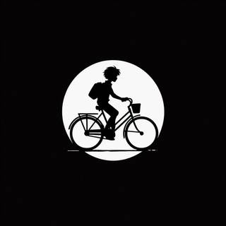 Bike riding, anime bike riding, simple black, black 