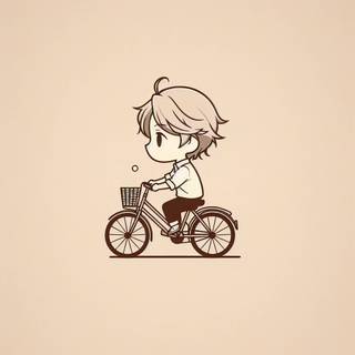 Bike riding, anime bike riding, simple.