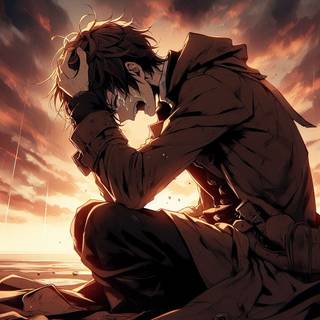 Alone, Broken crying, anime crying wallpaper.