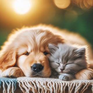 cute puppy and kitten