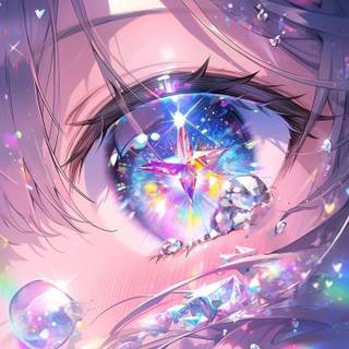 anime girl looking at a diamond