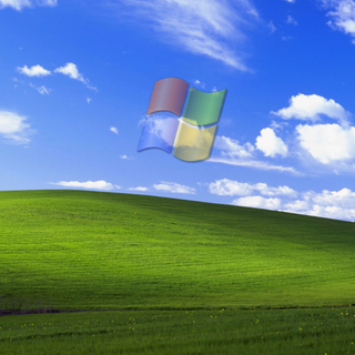 bliss wallpaper with windows xp logo 5k