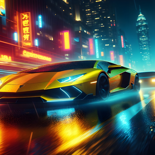 yellow lamborghini car in tokyo 4k !!!