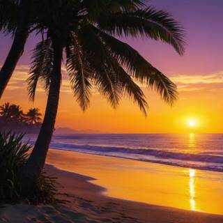 Sunrise on the beach by Szapy