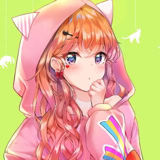cute anime girl in hoodie