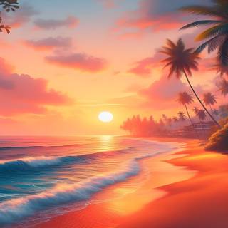 sea view with sunset  4k wallpaper