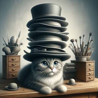 vintage cat wearing a hat