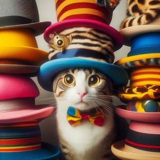 modern cat wearing a hat
