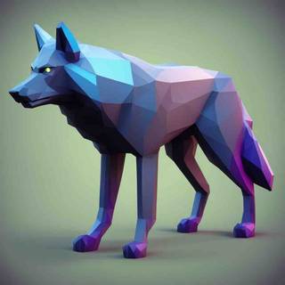 low poly wolf